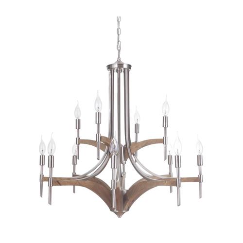 Craftmade Tahoe 12Light Brushed Nickel/Whiskey Barrel Transitional