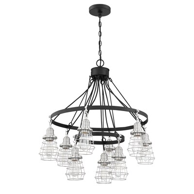 Craftmade Thatcher 9-Light Flat Black/Brushed Polished Nickel Transitional Cage Chandelier Craftmade Thatcher 9-Light Flat Black/Brushed Polished Nickel Transitional Cage Chandelier