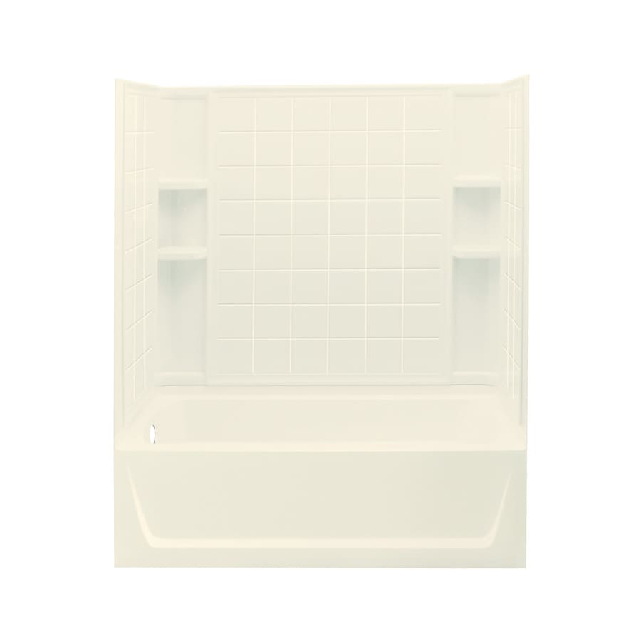 Sterling 71120112-96 Ensemble Biscuit Fiberglass and Plastic Composite Rectangular Skirted Bathtub with Left-Hand Drain (Common: 32-in x 60-in; Actual: 76-in x 32-in x 60.25-in)