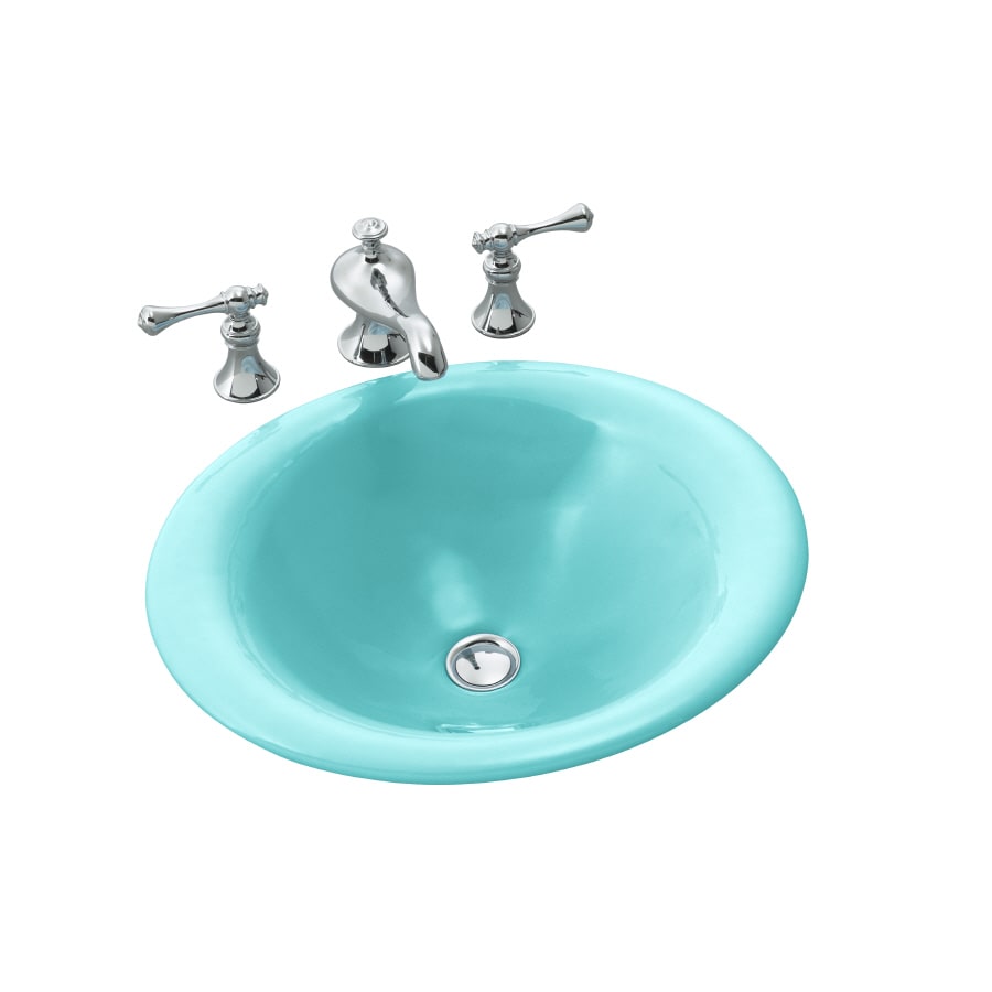 KOHLER 4.38in D Vapour Green Cast Iron Vessel Sink at