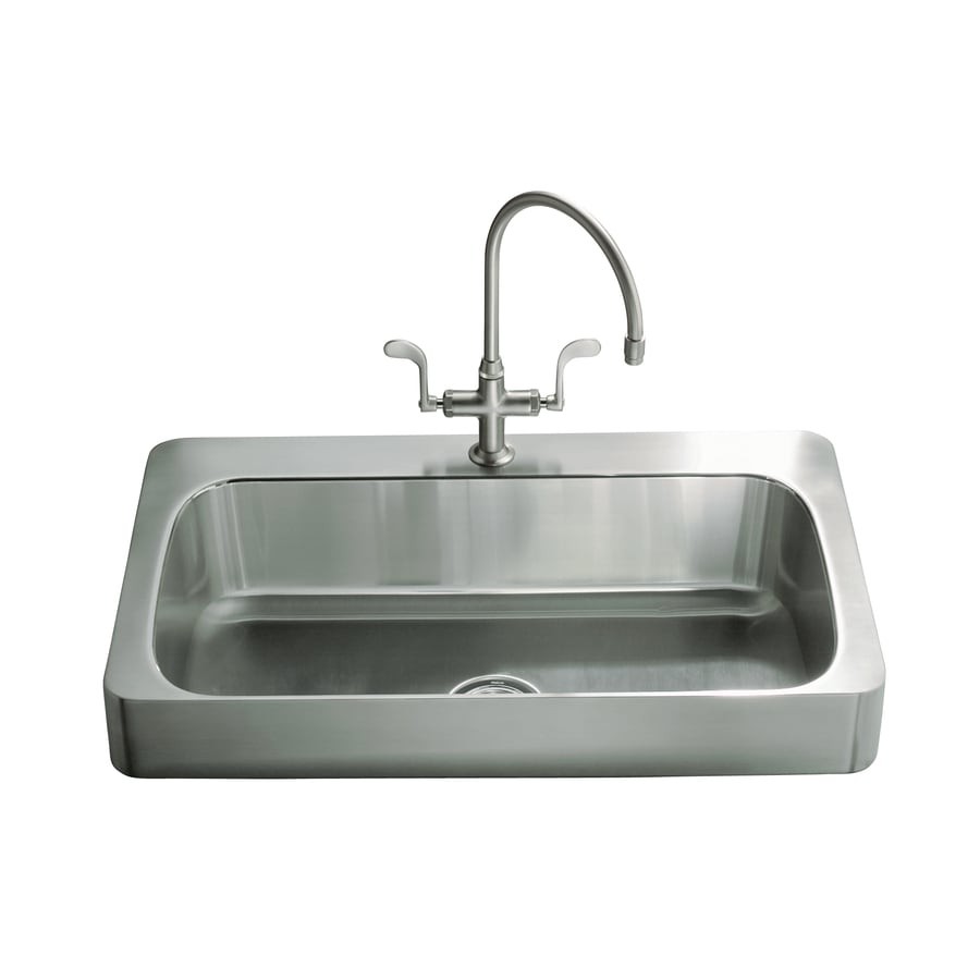 KOHLER Verity 18-Gauge Single-Basin Drop-In Stainless Steel Kitchen 18 Gauge Stainless Steel Drop In Kitchen Sink