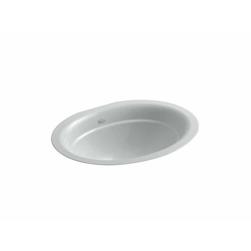 KOHLER Serif Ice Grey Cast Iron Undermount Oval Bathroom Sink (20.625