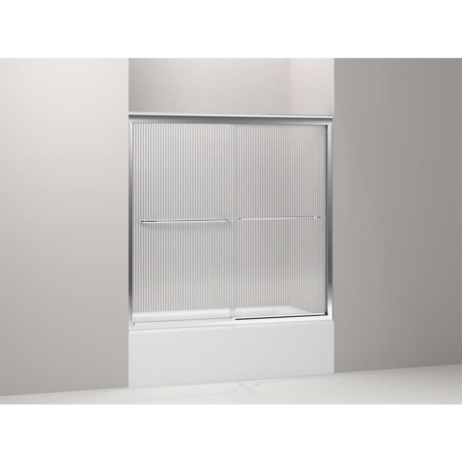 Shop KOHLER Fluence 59.625in W x 58.3125in H Bright Polished Silver Bathtub Door at