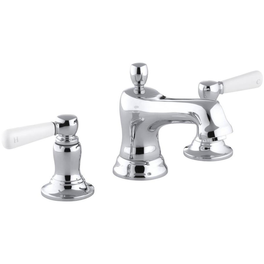 Kohler Bancroft Polished Chrome 2 Handle Widespread Watersense Bathroom Sink Faucet With Drain