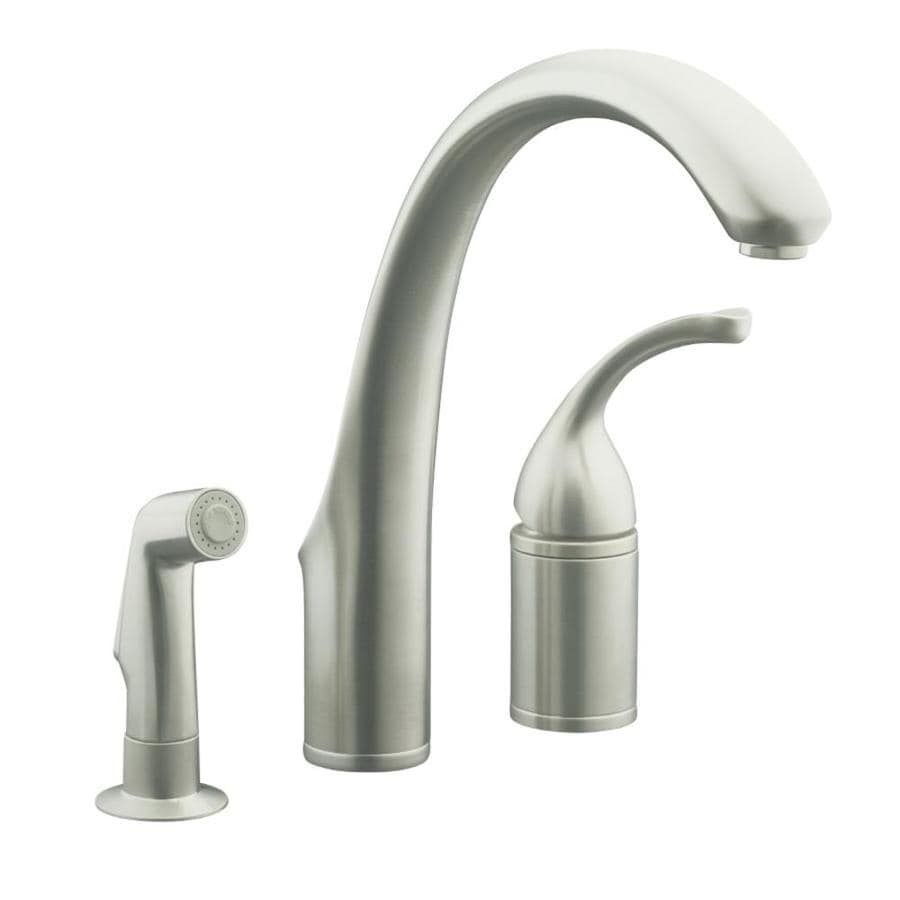 KOHLER Forte Vibrant Stainless Handle Deck Mount High Arc Kitchen Faucet At Lowes Com