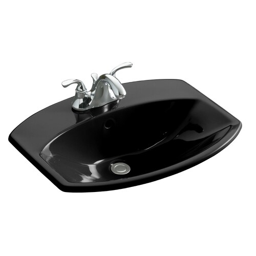 KOHLER Cimarron Black Black Drop-In Rectangular Bathroom Sink with ...