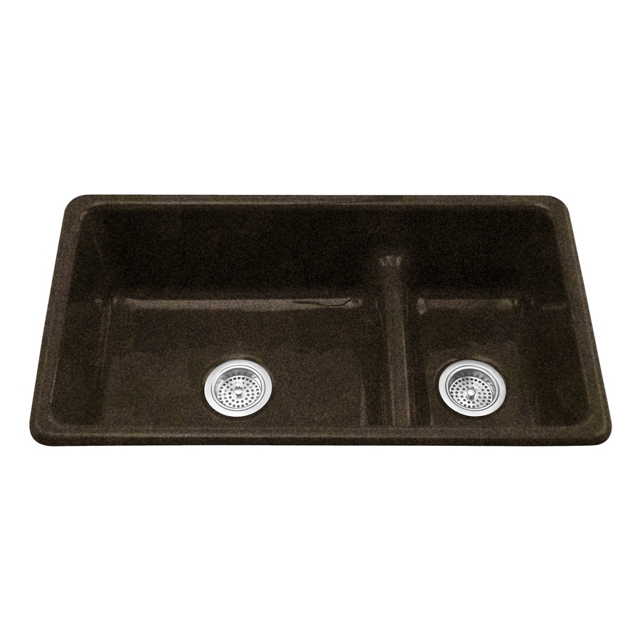 KOHLER Iron/Tones 18.75in x 33in Black 'N Tan DoubleBasin Cast Iron