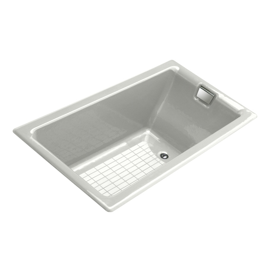 KOHLER 855-R-FF Tea-For-Two Sea Salt Cast Iron Rectangular Drop-In Bathtub with Right-Hand Drain (Common: 36-in x 66-in; Actual: 24-in x 36-in x 66-in)