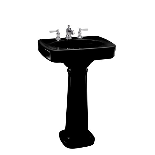KOHLER Bancroft 35.25in H Black Black Vitreous China Pedestal Sink