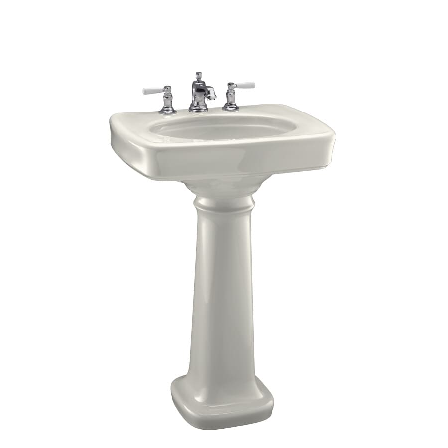 Shop KOHLER Bancroft 35.25in H Biscuit Vitreous China Pedestal Sink at Lowes.com