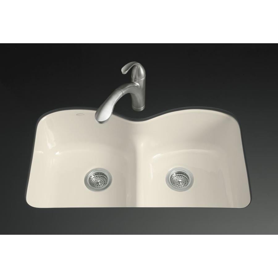 Shop KOHLER Langlade 22in x 33in Almond DoubleBasin Cast Iron