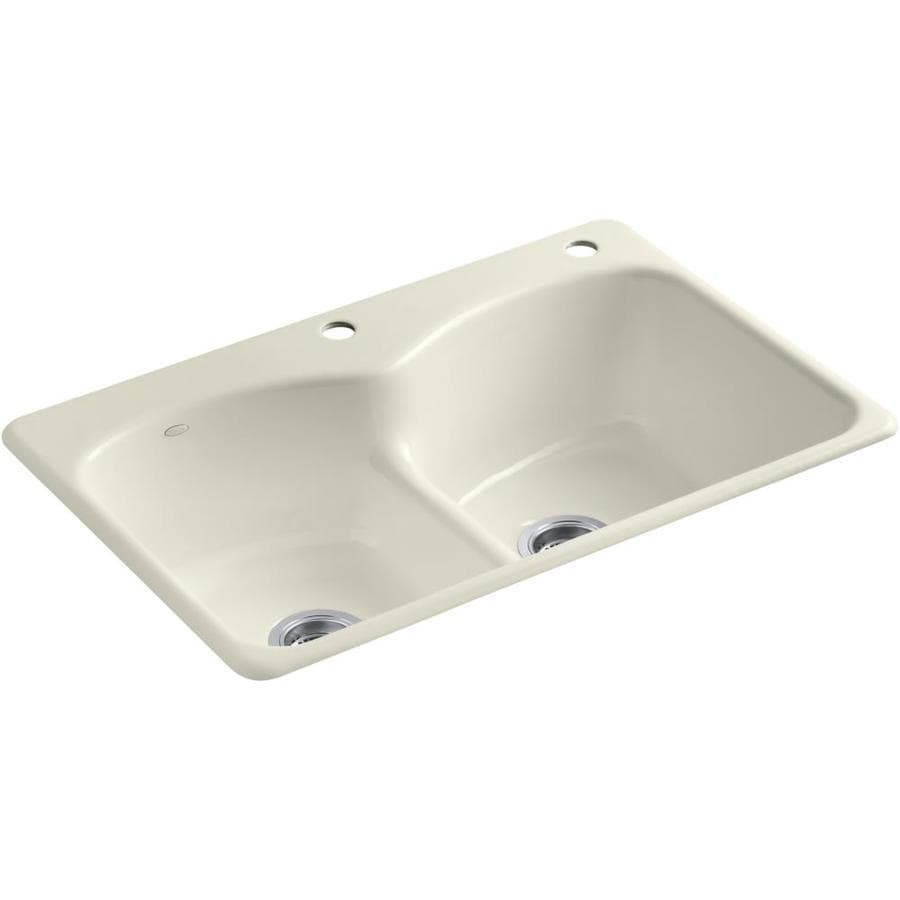 Kohler Langlade 33 In X 22 In Almond Double Basin Drop In 2