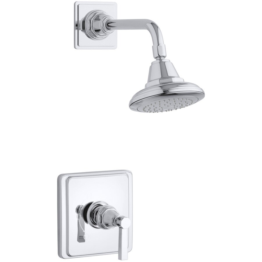 Kohler Pinstripe Polished Chrome 1 Handle Shower Faucet Trim Kit With Single Function Showerhead 6427