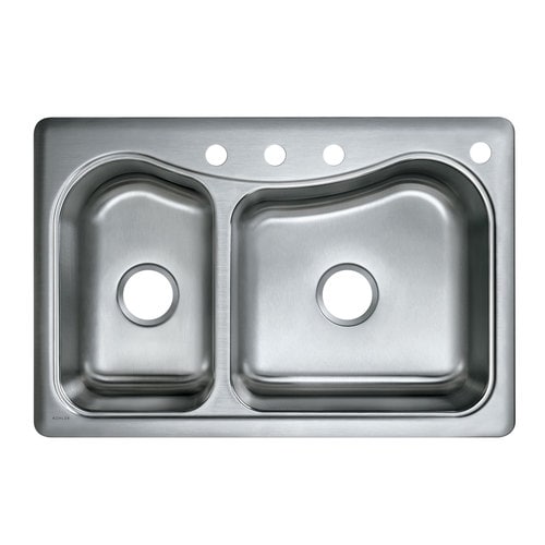 Kohler Staccato 33 In X 22 In Stainless Steel Offset 4 Hole Commercial