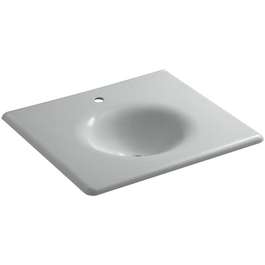 KOHLER Iron/Impressions Ice Grey Cast Iron Drop-In Oval Bathroom Sink