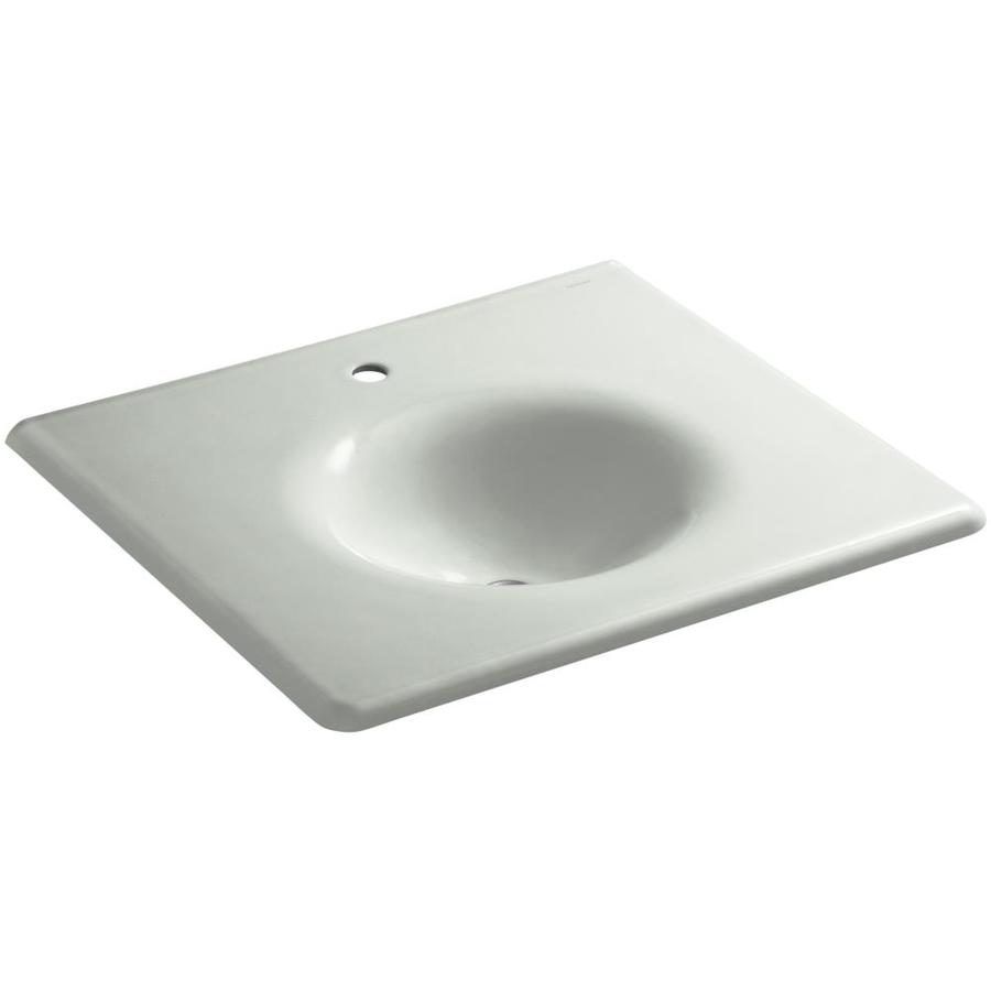 KOHLER Iron/Impressions Sea Salt Cast Iron Drop-In Oval Bathroom Sink