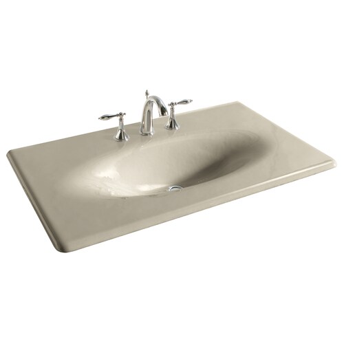 KOHLER Iron/Impressions Sandbar Cast Iron DropIn Oval Bathroom Sink in