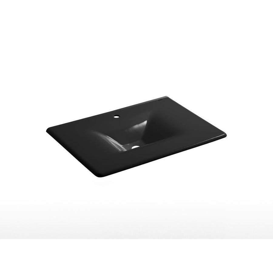 Shop KOHLER Iron/Impressions Black Black Cast Iron Drop-in Rectangular ...