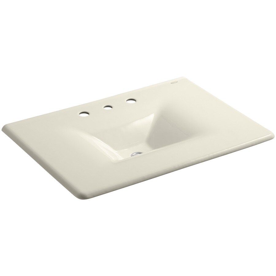 KOHLER Iron/Impressions Almond Cast Iron DropIn Rectangular Bathroom