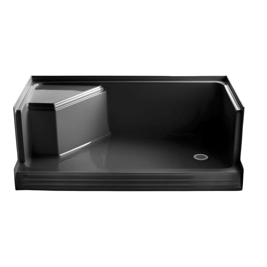 KOHLER Memoirs Black Black Acrylic Shower Base 36-in W x 60-in L with Right Drain