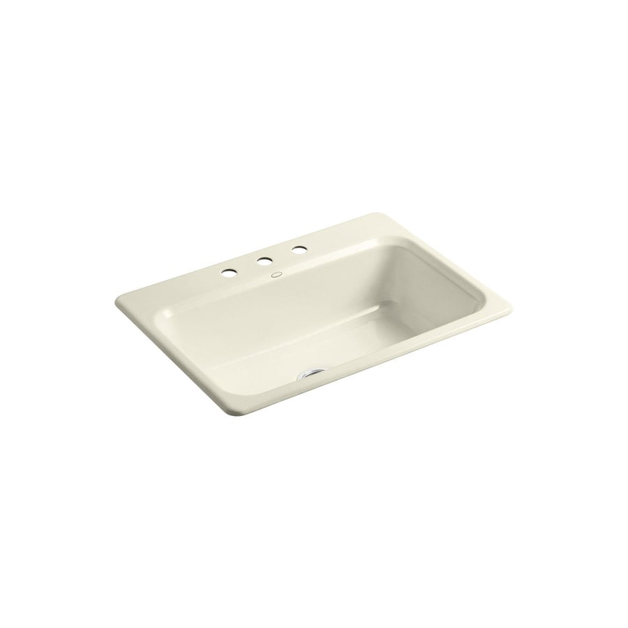 KOHLER Bakersfield 31-in x 22-in Cane Sugar Cast Iron Single Bowl 3 ...