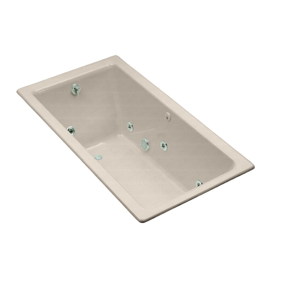 KOHLER 809-HE-FD Kathryn Cane Sugar Cast Iron Rectangular Whirlpool Tub (Common: 36-in x 66-in; Actual: 24-in x 36-in x 66-in)