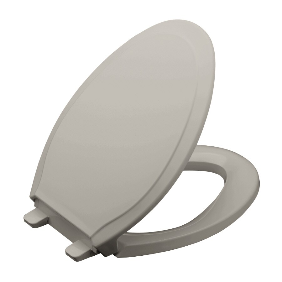 KOHLER Elongated Cashmere Rutledge SlowClose Toilet Seat in the Toilet