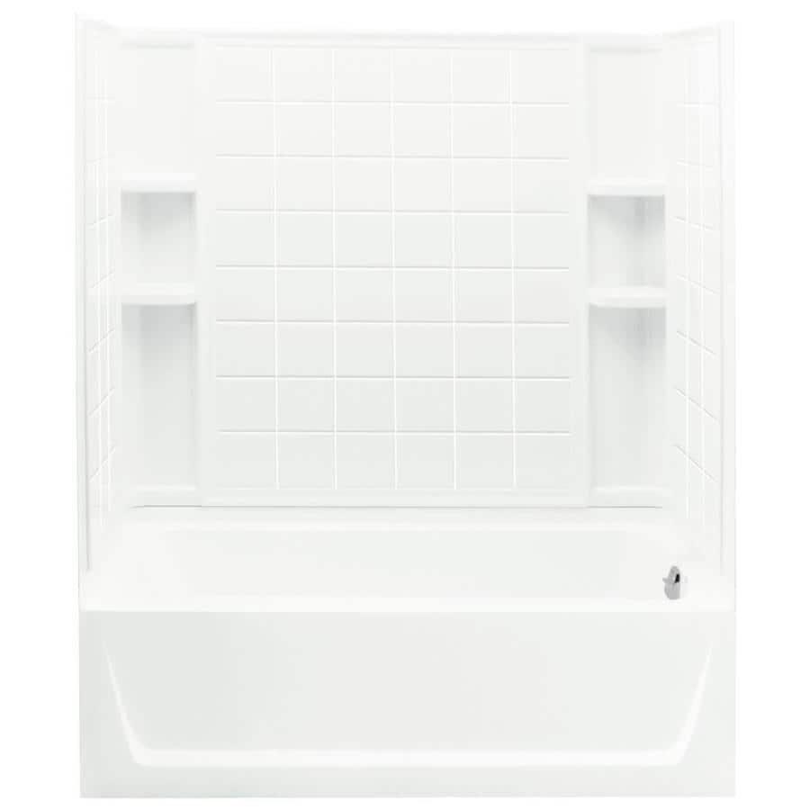 Sterling 71120128-0 Ensemble White Fiberglass and Plastic Composite Rectangular Skirted Bathtub with Right-Hand Drain (Common: 32-in x 60-in; Actual: 76-in x 32-in x 60.25-in)