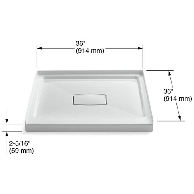 KOHLER Archer White Acrylic Shower Base 36-in W x 36-in L with Center ...