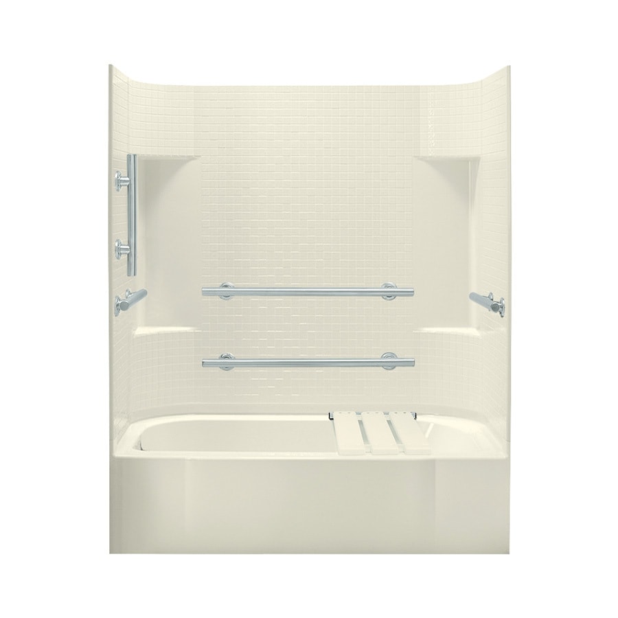 Sterling 71140115-96 Accord Biscuit Fiberglass and Plastic Composite Rectangular Skirted Bathtub with Left-Hand Drain (Common: 30-in x 60-in; Actual: 72-in x 30.5-in x 60.25-in)