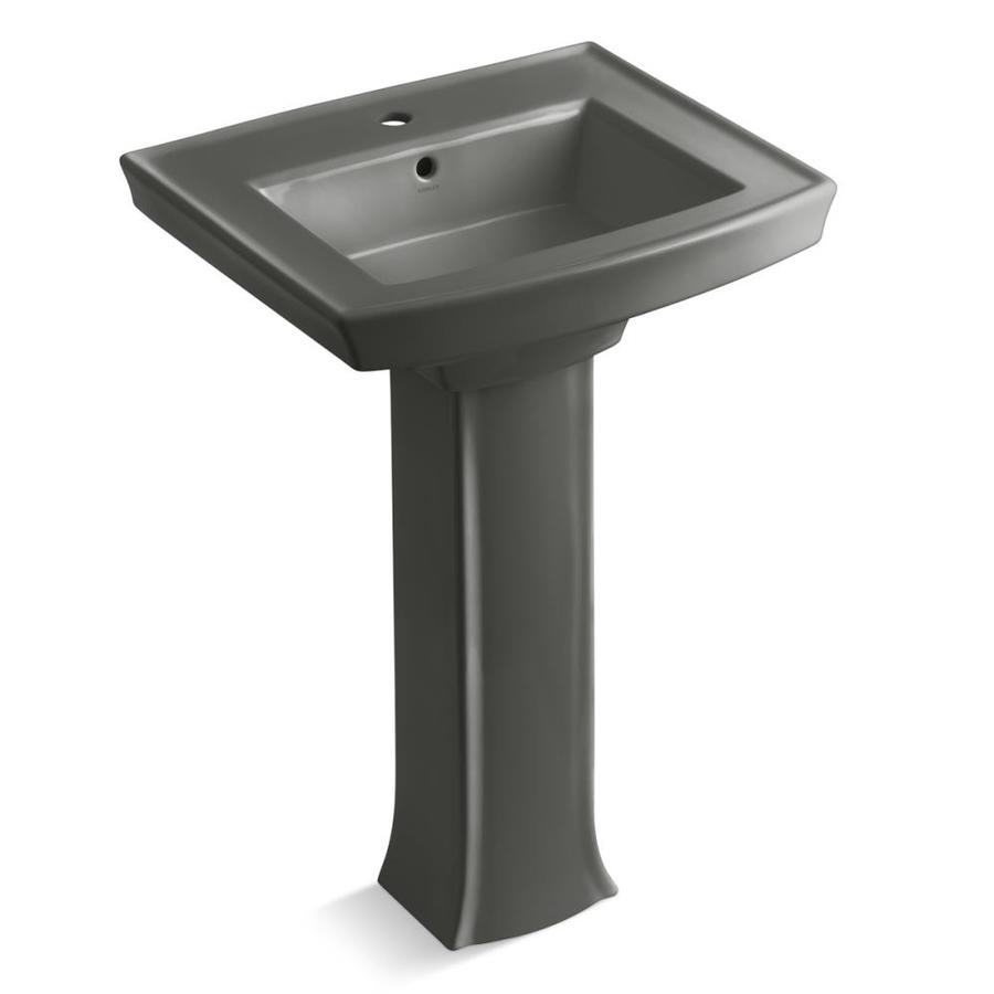 KOHLER Archer 35in H Thunder Grey Vitreous China Pedestal Sink Combo