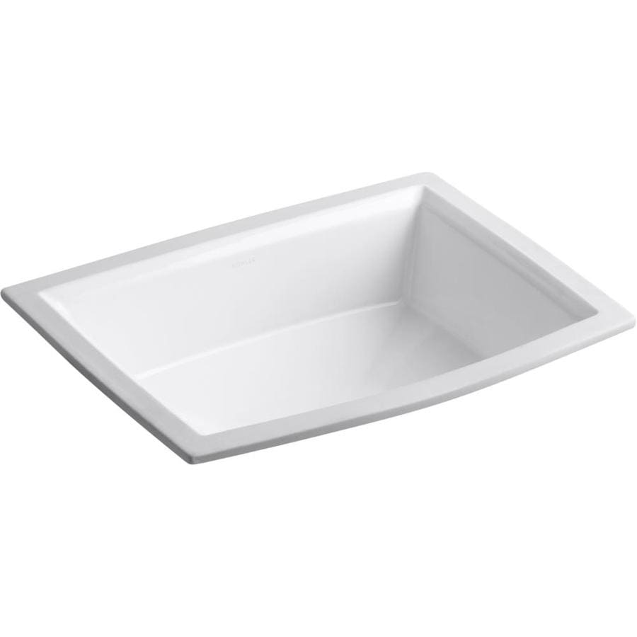 KOHLER Archer White Undermount Rectangular Bathroom Sink with Overflow
