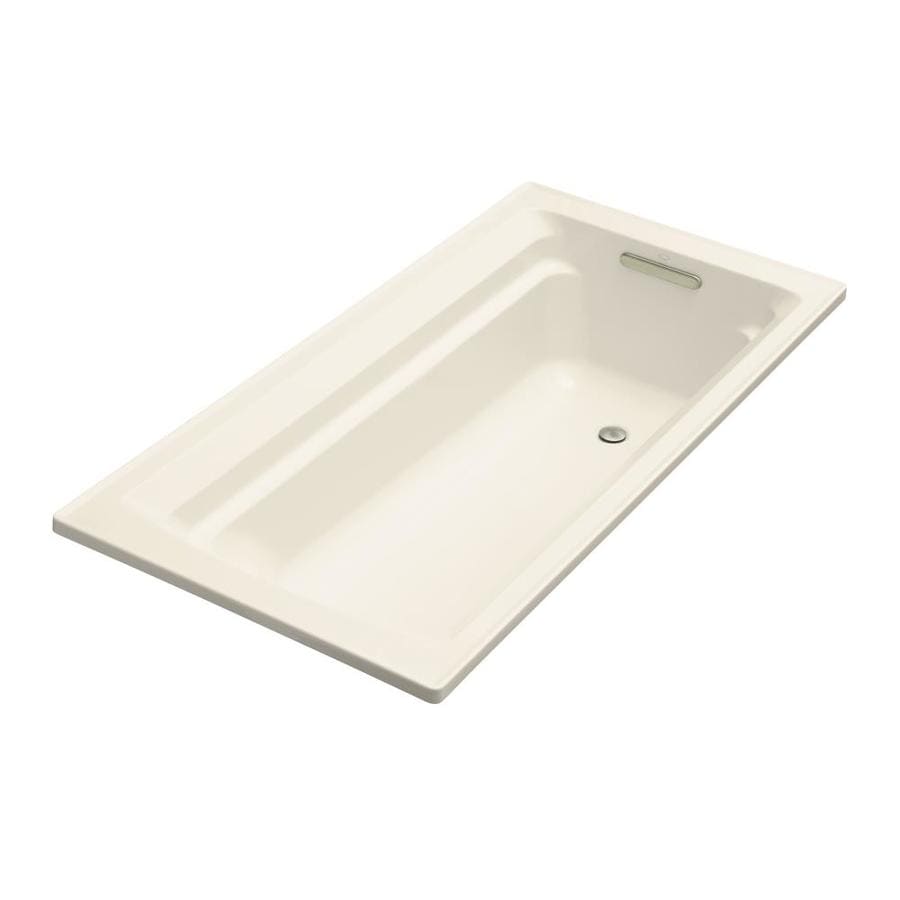 KOHLER Archer 72in Almond Acrylic Rectangular Reversible Drain DropIn