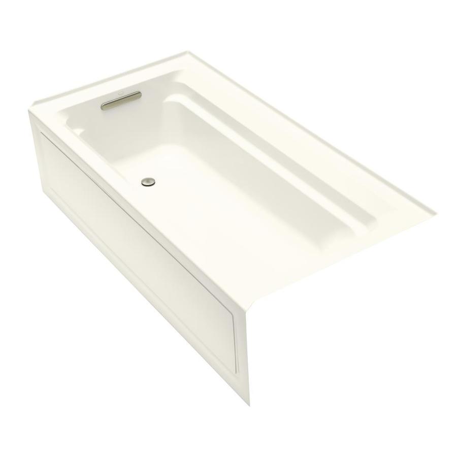 KOHLER 1125-LA-96 Archer Biscuit Acrylic Rectangular Alcove Bathtub with Left-Hand Drain (Common: 36-in x 72-in; Actual: 19-in x 36-in x 72-in)