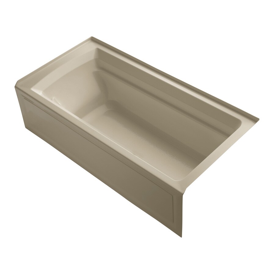 KOHLER Archer 72in Mexican Sand Acrylic Alcove Bathtub with RightHand