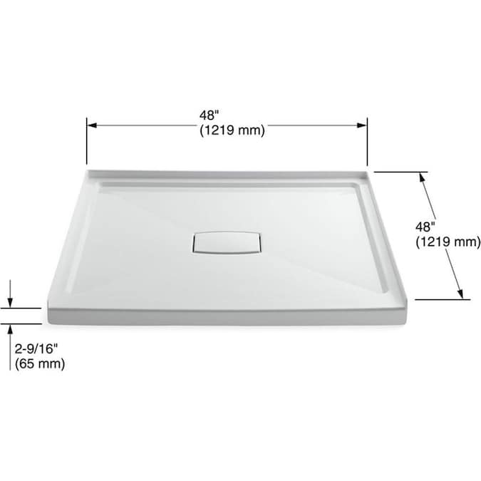 KOHLER Archer White Acrylic Shower Base 48-in W x 48-in L with Center ...