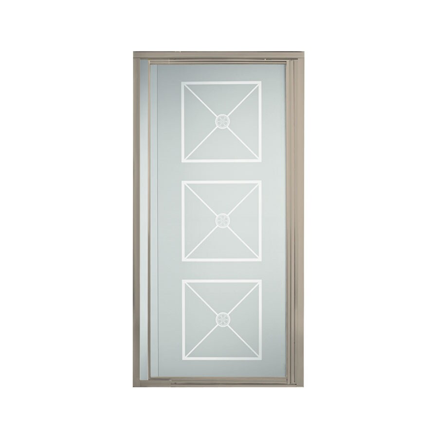 Sterling Vista Pivot II 65.5-in H x 27.5-in to 31.25-in W Framed Pivot Brushed Nickel Shower Door