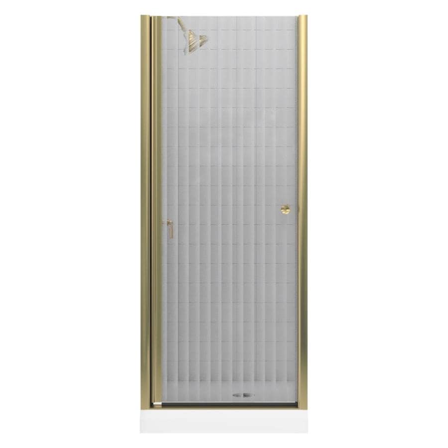 Shop KOHLER Fluence 28.75in to 30.25in W Frameless Anodized Brushed Bronze Pivot Shower Door 