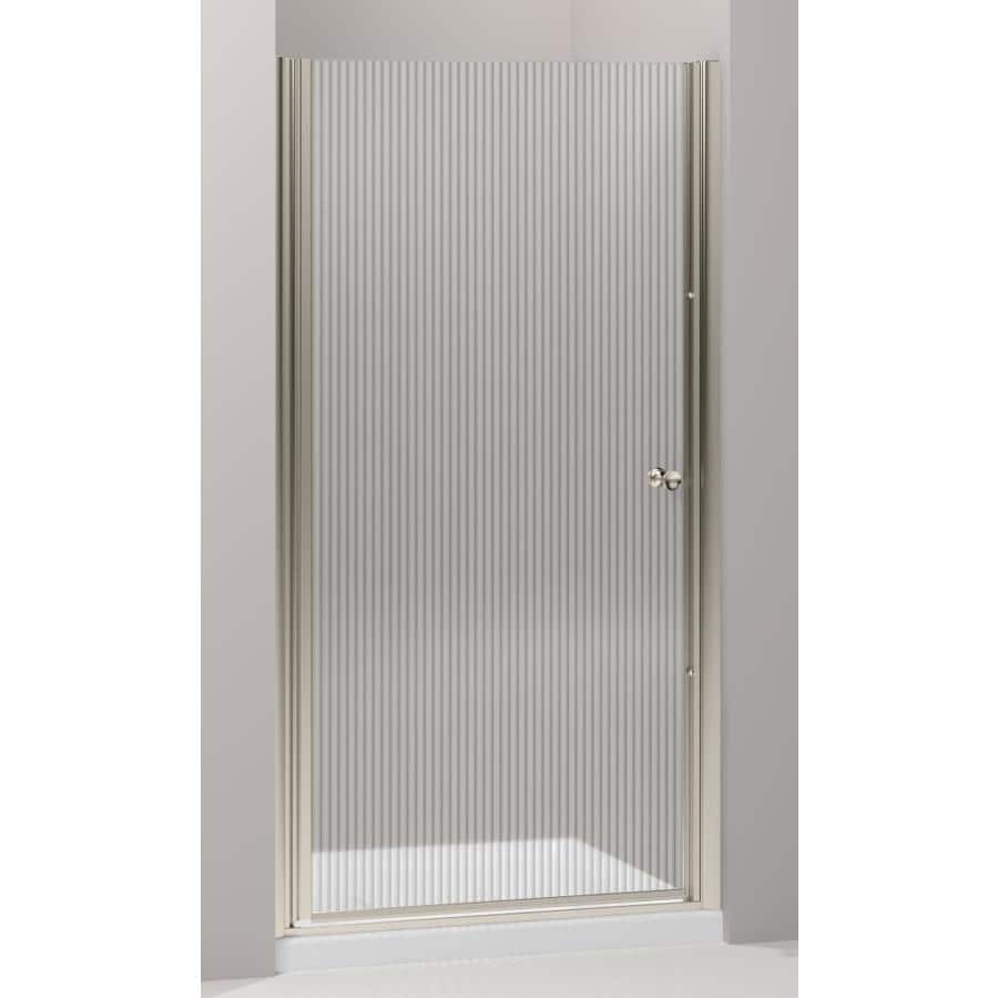 KOHLER Fluence 37.5in to 39in W Frameless Pivot Anodized Brushed Bronze Shower Door at