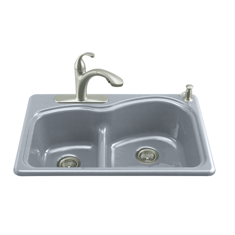 KOHLER Frost 2Hole DoubleBasin Cast Iron Topmount Kitchen Sink at