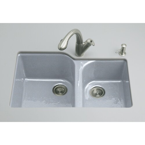 KOHLER Executive Chef 22in x 33in Frost DoubleBasin Cast Iron