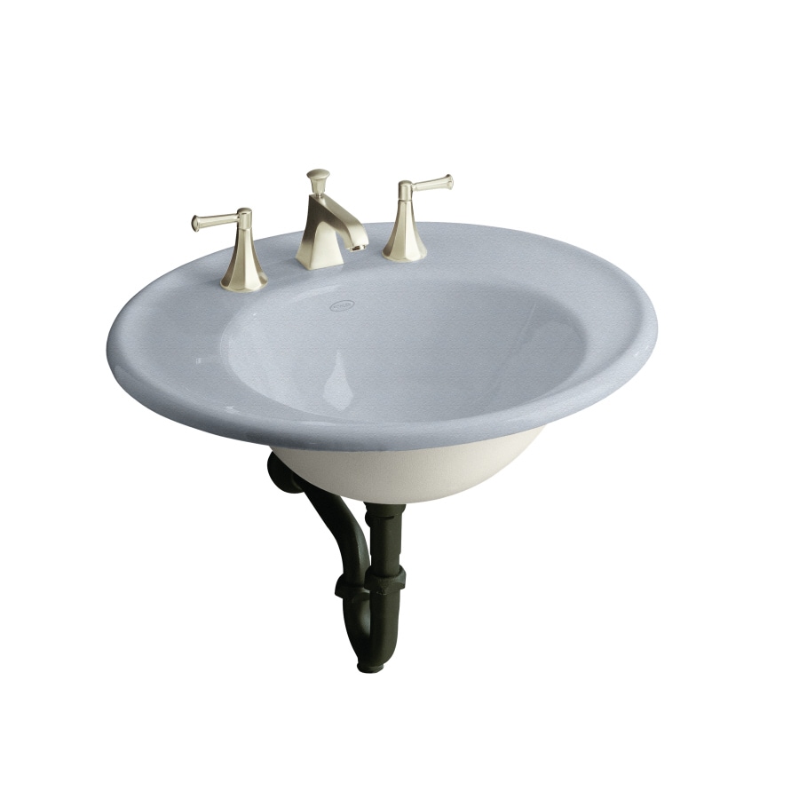 KOHLER Iron Works Frost Cast Iron Wallmount Oval Bathroom Sink (24in