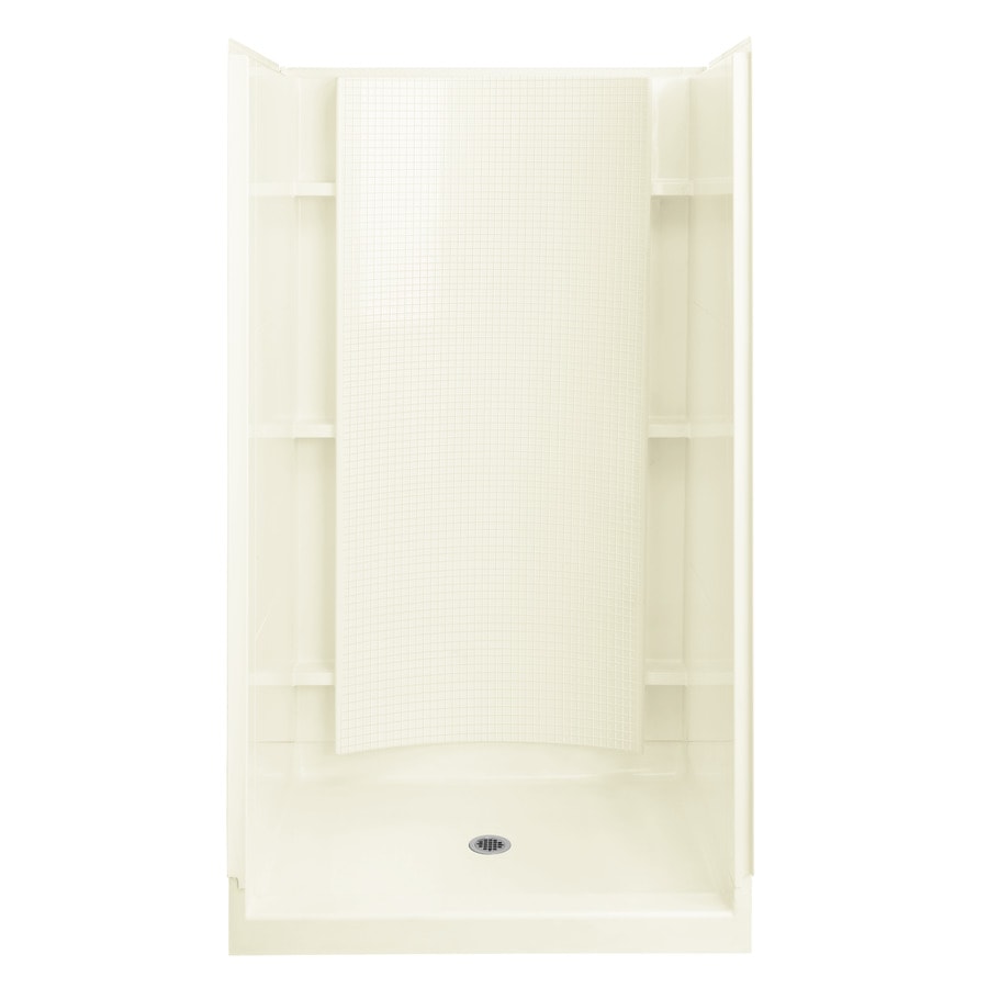 Sterling 72240106-96 Accord 4-Piece 36-in W x 36-in L x 77-in H Kohler Biscuit Square Alcove Shower Kit (Center Drain) with Base and Wall Included