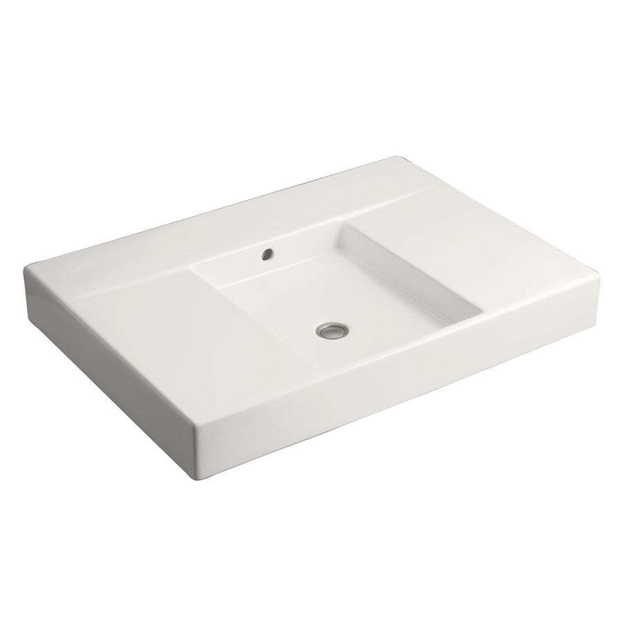 KOHLER 2955-0 Traverse White Fire Clay Drop-In Rectangular Bathroom Sink (30.5-in x 21.625-in)