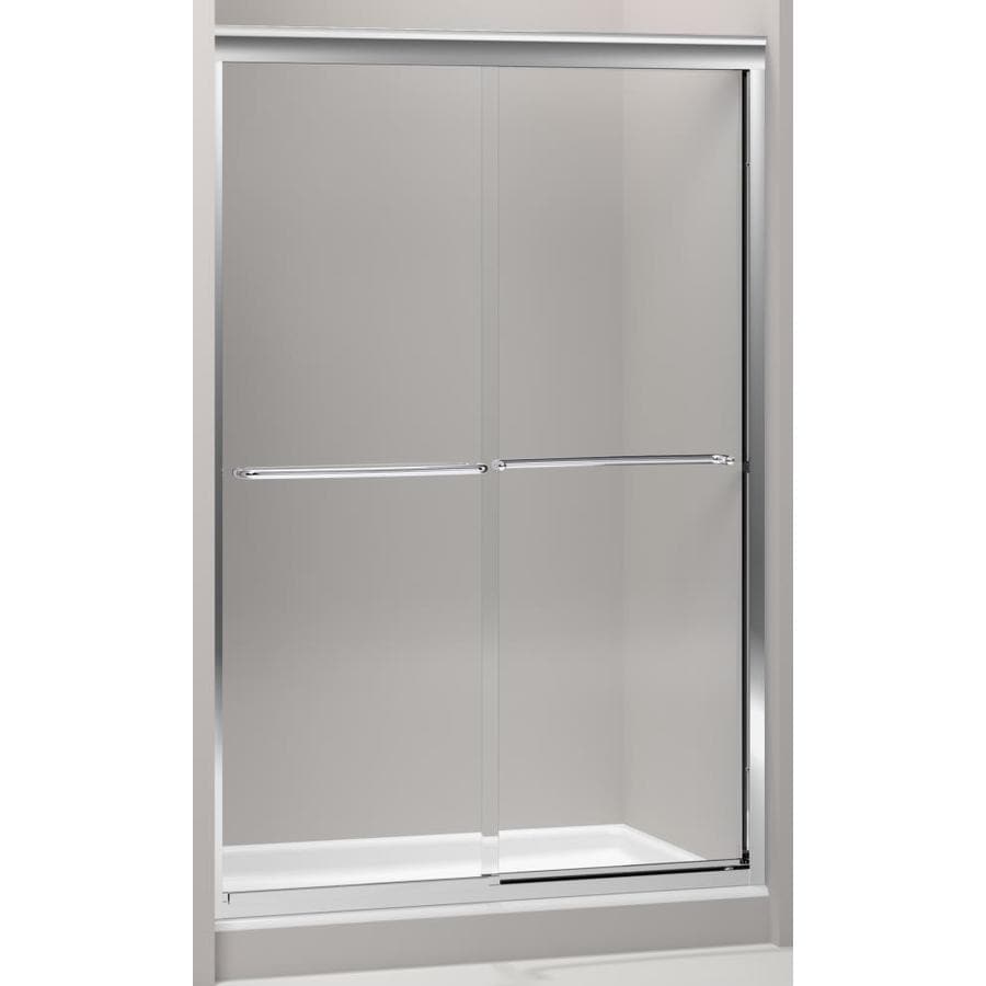 KOHLER Fluence 44-in to 47.5-in W Frameless Bypass/Sliding Bright Polished Silver Shower Door