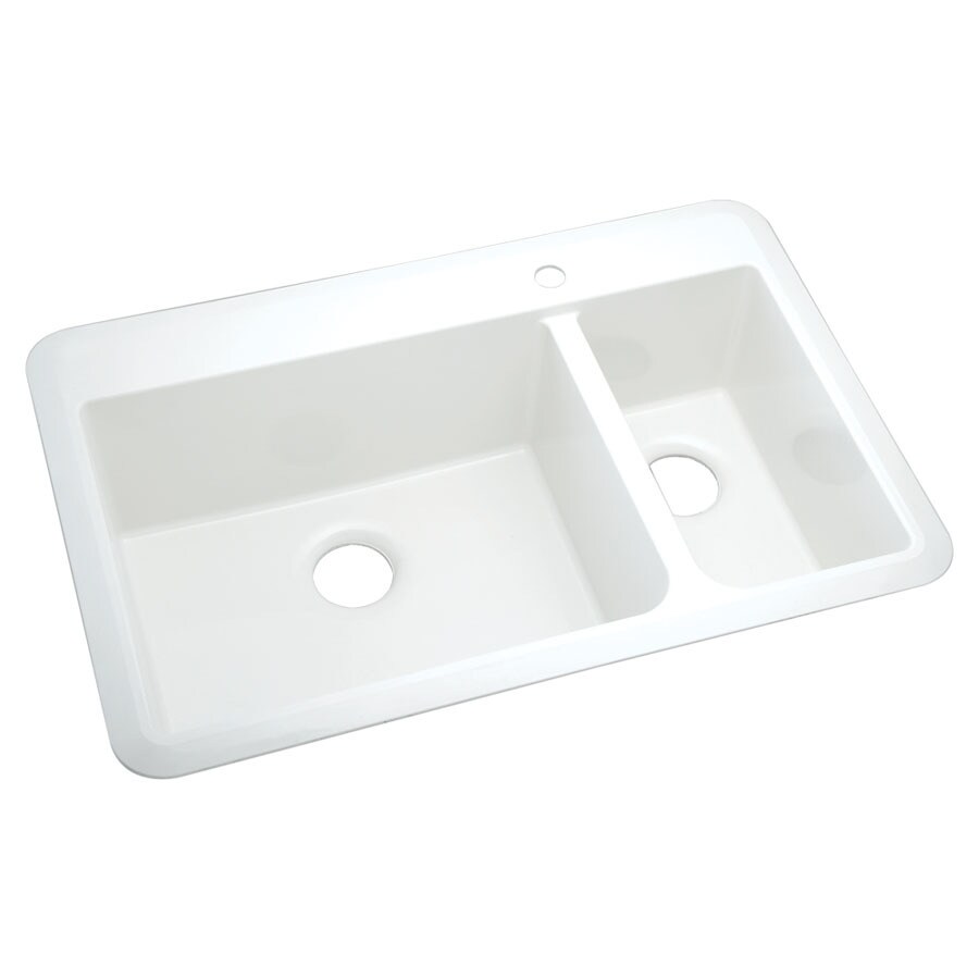 Sterling 1043-1-0 Slope 22-in x 33-in Double-Basin Composite Drop-In or Undermount Kitchen Sink