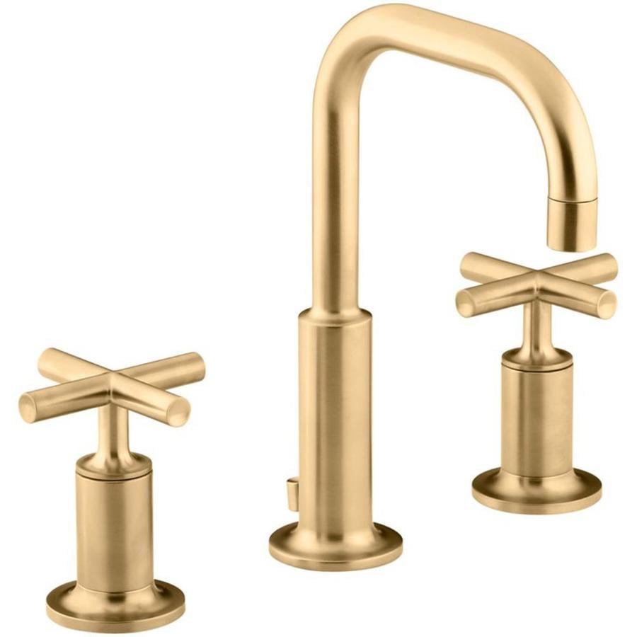 Brushed gold bathroom taps