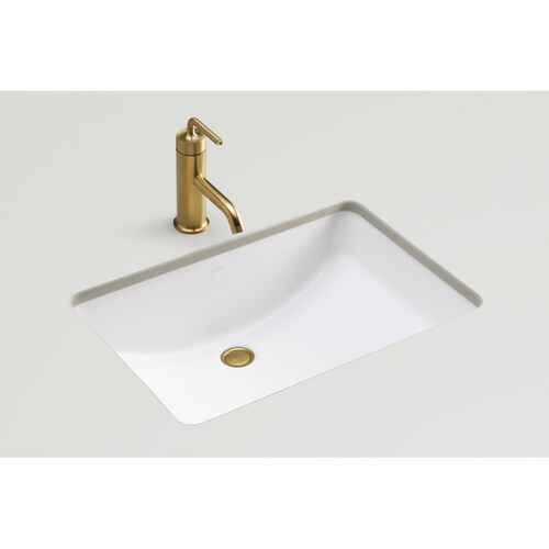 KOHLER Ladena Honed White Undermount Rectangular Bathroom Sink with