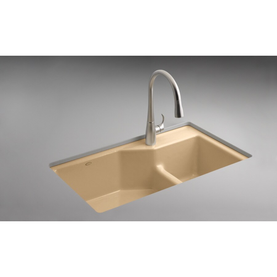 KOHLER Mexican Sand 2Hole DoubleBasin Cast Iron Undermount Kitchen