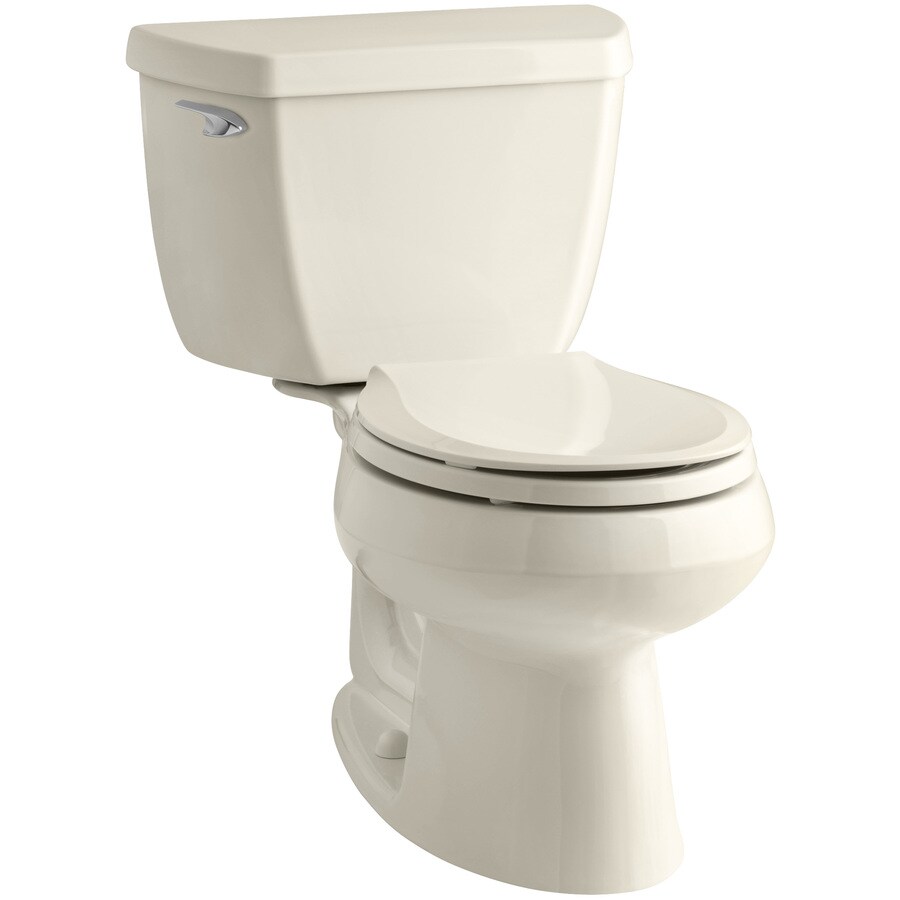 KOHLER Wellworth Almond 1.28-GPF Single-Flush High Efficiency Toilet ...